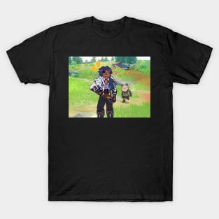 Kaeya being chased by a hilichurl T-Shirt